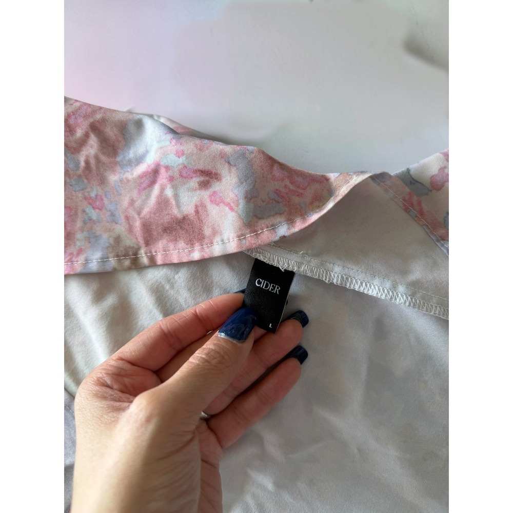 Cider Floral Bustier Midi Dress Pink Purple Ruched Asymmetrical Tulip Hem Large - Picture 3 of 3